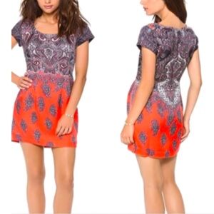 Club Monaco Paisley Silk and Wool Mini Dress